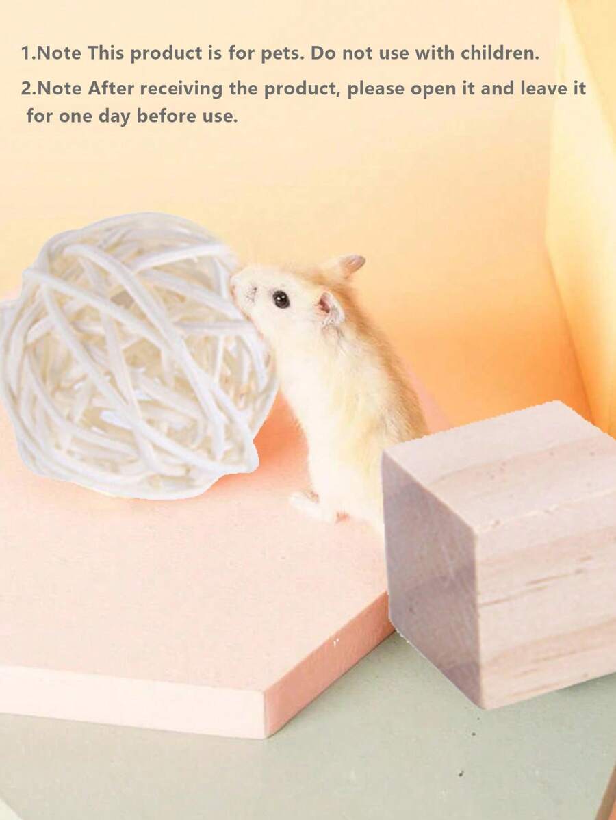 8pcs New Wooden Pet Toys Set, Suitable For Hamster, Rabbit, Guinea Pig