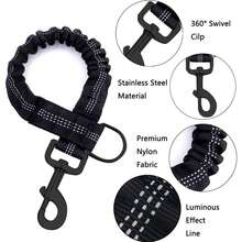 狗狗連接器,可減震的彈性狗繩附件,耐用的尼龍狗繩延長裝置配備不銹鋼旋轉夾,提高狗狗安全性,非常適合騎自行車、跑步、散步等運動 - 黑色 - 查看 6