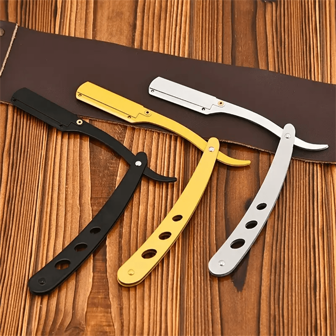 1 Pieza Navaja De Afeitar De Acero Inoxidable, Cortadora De Pelo Y Cejas Manual Para Uso Doméstico Y Comercial, Navaja Recta Plegable De Estilo Retro