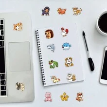 51pcs/Set Cute Cartoon Animal Stickers, Ins Style Waterproof Adhesive Decals For Glass, Cup, Notebook, Phone Case, Luggage, Refrigerator, Computer, Scrapbook, Diy Projects - Multicolor - View 11