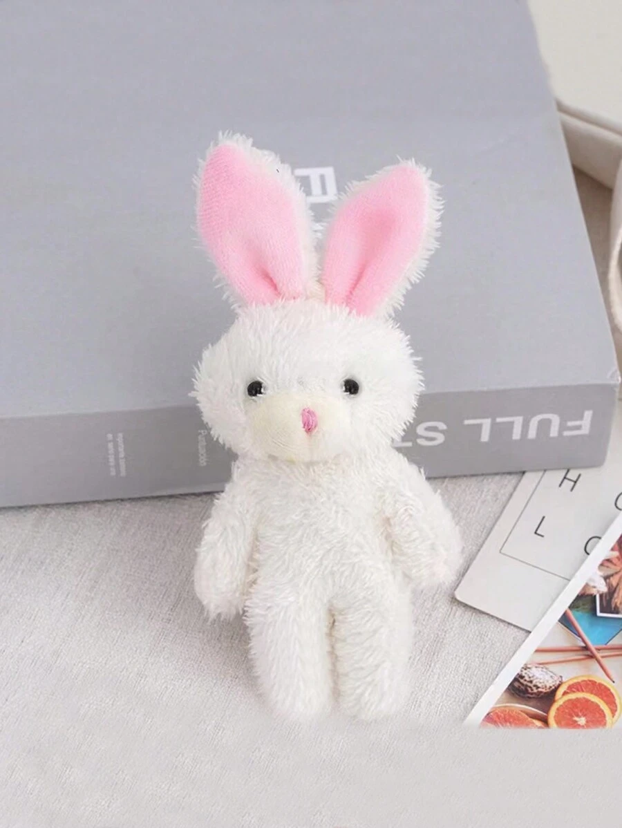 1只可愛的創意兔子造型鑰匙扣,袋裝飾,學生和情侶禮物 - 白色 - 查看 1