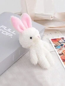1只可愛的創意兔子造型鑰匙扣,袋裝飾,學生和情侶禮物 - 白色 - 查看 2