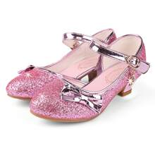 Girls Princess Shoes Sequins Sweet Bows High Heels Wedding Party Dress Shoes Dance Bright Diamond Cosplay Christmas Festival Shoes Pink Blue Purple Gold Silver - 淺粉色 - 查看 5