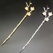 1入女士合金髮飾,精美的樹枝髮夾適用於現代簡約派髮型,適用於日常穿搭、約會、節慶等場合 - 金色 - 查看 2