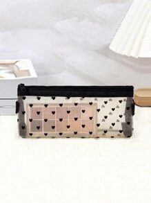 （印刷位置隨機）1入女士旅行化妝品收納包網眼化妝袋化妝品盒洗漱袋,網絡平滑的時尚化妝袋和化妝刷組織袋 - 金色 - 查看 1