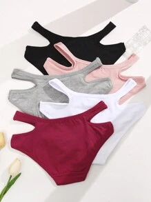 5入組女性性感空心三角褲 - 彩色 - 查看 3