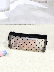 （印刷位置隨機）1入女士旅行化妝品收納包網眼化妝袋化妝品盒洗漱袋,網絡平滑的時尚化妝袋和化妝刷組織袋 - 金色 - 查看 2