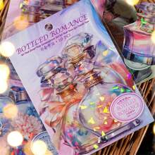 10pcs/Pack Romantic Series Bottle-Shaped Stickers, Seashell & Glass Bottle Design, Perfect For Scrapbooking And Decorating - Purple - View 1