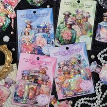 10pcs/Pack Romantic Series Bottle-Shaped Stickers, Seashell & Glass Bottle Design, Perfect For Scrapbooking And Decorating - Purple - View 2