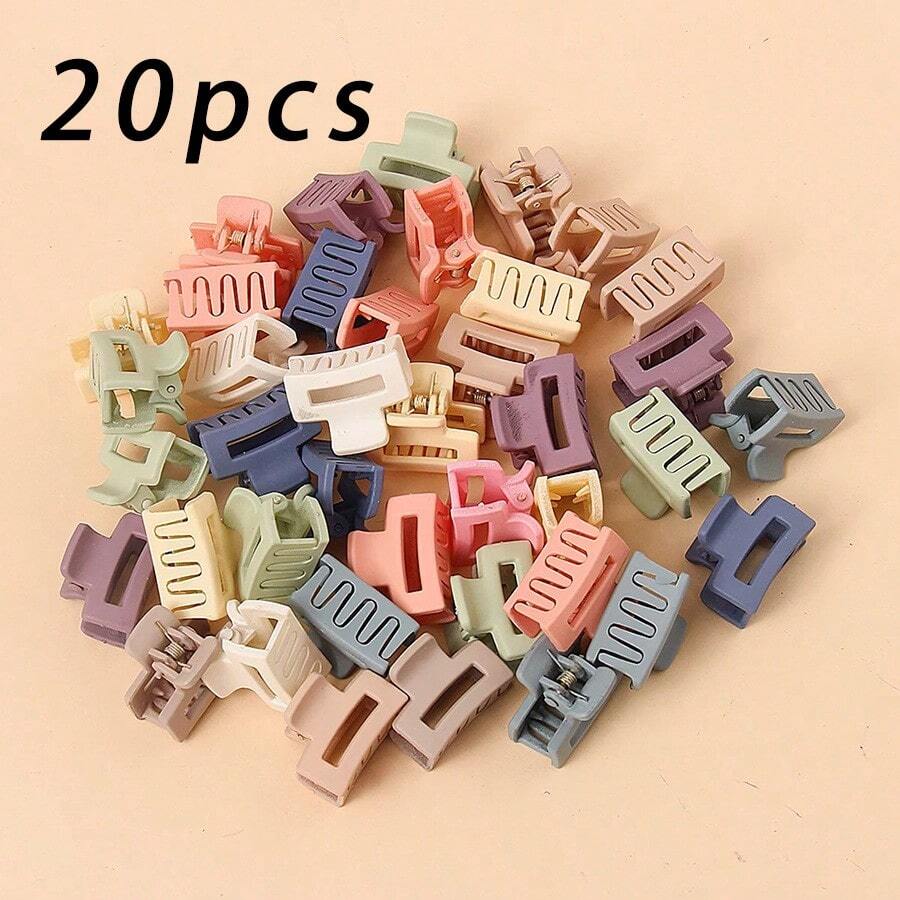 20入組糖果色爪子夾，適用於馬尾和小部分頭髮修飾。 迷你辮夾和髮飾，用於髮型裝飾，休閒風格 - 彩色 - 查看 1