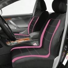 9pcs Polyester Car Seat Covers, Compatible With Airbags, Universal Seat Cushions, Auto Accessories, New Design For Women, Complete Car Seat Cover Set - Pink - View 4