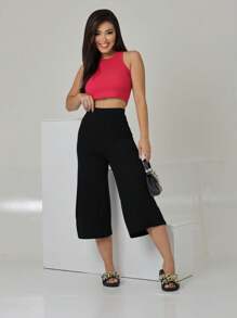 Women Pants - 黑色 - 查看 3