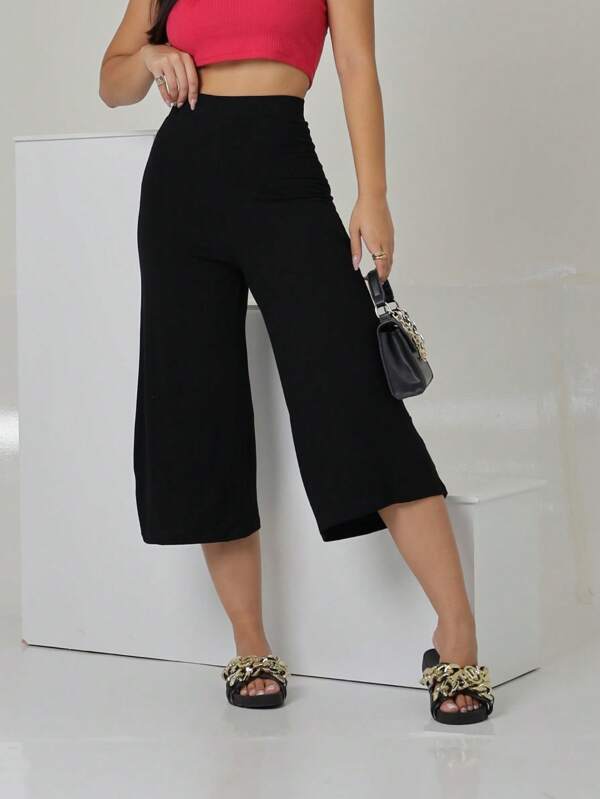 Calça Pantacourt Cintura Alta Moda Feminina Básica Casual