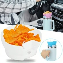 零食碗不倒翁零食托盤水杯 40 盎司帶手柄可重複使用零食環帶吸管蓋適合派對野餐度假 - 藍色 - 查看 5