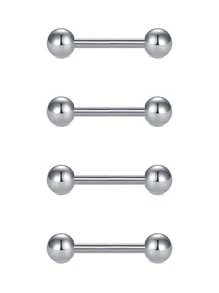 CIZME 4Pcs/Set Nipple Rings Tongue Rings Stainless Steel 14G Straight Barbells Piercing Jewelry 12mm,14mm,16mm,18mm