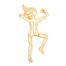 1個創意攀爬女孩耳墜,獨特的體操運動員造型耳夾 - 金色 - 查看 6
