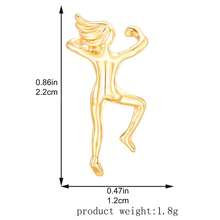 1個創意攀爬女孩耳墜,獨特的體操運動員造型耳夾 - 金色 - 查看 4