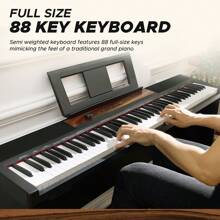 Starfavor Digital Piano 88 Key Keyboard, Full Size Piano Keyboard 88 Keys, Velocity-Sensitive Semi-Weighted Keyboard Piano 88 Keys,With Keyboard Stand Furniture Stand,Sustain Pedal 3Pedal,SP-15SW - 黑色 - 查看 2