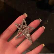 1个星形发夹，适用于侧刘海和碎发，五角星发夹，鳄鱼夹，女士街头金色头饰，y2k爪夹，发爪，发卡，学习用品，发饰