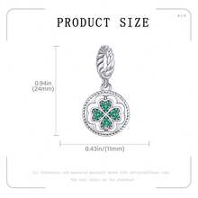 1pc 925 Sterling Silver Four-Leaf Clover Pendant Charm For Snake Chain Necklace, Girls' Jewelry Gift - Brown - View 4