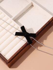 Elegant Bowknot & Rhinestone Decorated Necklace For Women, Perfect For Daily Wear, Valentine's Day And Anniversary Gift - Multicolor - View 9