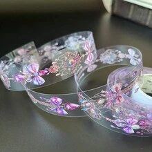 復古風格的鏈條主題珠寶裝飾寵物膠帶，帶有仿珍珠和立體貝殼燈光效果，適用於手帳、日記裝飾和剪貼簿 - 彩色 - 查看 1