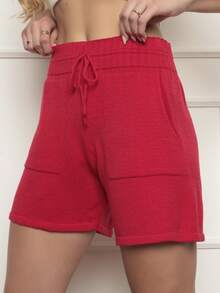 Women Shorts - 玫紅色 - 查看 4