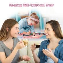 可擦書籍塗鴉套裝繪畫書,可重複使用的繪畫書,附有12支水彩筆和14頁畫作,適用於長途車遊,寫作和繪畫設置（獨角獸粉色） - 粉色 - 查看 6