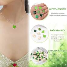 60入組/袋帶幸運的四葉和三葉草形吊墜,適用於鑰匙扣、項鍊、手鍊、diy工藝、聖帕特里克節裝飾 - 彩色 - 查看 3