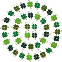 60入組/袋帶幸運的四葉和三葉草形吊墜,適用於鑰匙扣、項鍊、手鍊、diy工藝、聖帕特里克節裝飾 - 彩色 - 查看 1