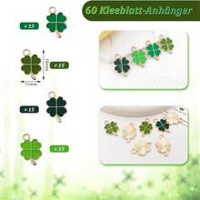 60入組/袋帶幸運的四葉和三葉草形吊墜,適用於鑰匙扣、項鍊、手鍊、diy工藝、聖帕特里克節裝飾 - 彩色 - 查看 2