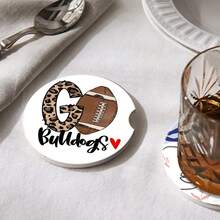 2入組汽車吸水杯墊,2.56英吋足球隊陶瓷汽車杯座墊,配有指尖握把和車用軟木底,可拆卸可愛的汽車配件,維護車輛清潔男性專屬 - 彩色 - 查看 4