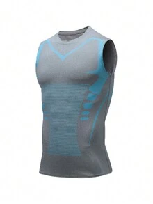 Men's Sports Compression Vest For Basketball Or Training, Quick-Dry, Stretchy, Wide Strap, Breathable, Slimming Base Layer - Grey - View 2
