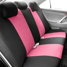 9pcs Polyester Car Seat Covers, Compatible With Airbags, Universal Seat Cushions, Auto Accessories, New Design For Women, Complete Car Seat Cover Set - Pink - View 5