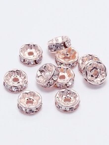 50 件/包 Diy 珠寶製作配件輪形間隔珠帶水鑽,圓形水晶戒指,金/銀/玫瑰金/槍黑色,6 毫米/8 毫米/10 毫米 - 玫瑰金 - 查看 11