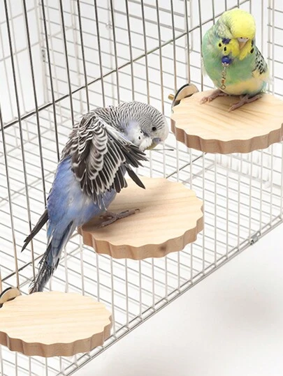 1 件/2 件木质花形栖息平台，适用于鹦鹉和仓鼠攀爬和跳跃平台，鸟笼配件，四季皆宜