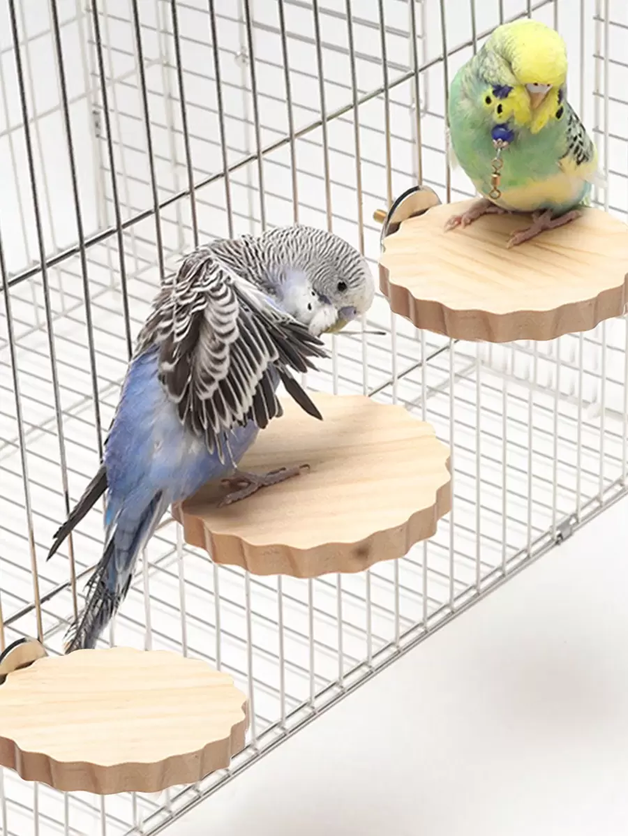 1 件/2 件木质花形栖息平台，适用于鹦鹉和仓鼠攀爬和跳跃平台，鸟笼配件，四季皆宜 - 杏色 - 查看 1