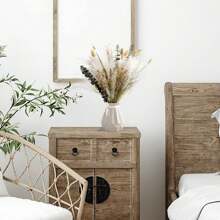 天然干花花束，17 英寸干花用于装饰，干花艺布置用于室内家居装饰，配有潘帕斯草原植物（绿色） - 白色 - 查看 3