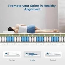 Inofia 25cm混合彈簧記憶海綿床墊,9個分區支撐床墊,提供高級壓力點緩解,希望系列 - 墨綠色 - 查看 3