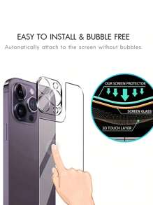 Cristal 3 en 1 Compatible con IPhone 14 Pro Max - Cristal 3D de lente delantera y trasera Compatible con IPhone 12 13 Mini 14 Plus - Protector de pantalla Compatible con IPhone 13 Pro Max - transparente - Ver 5