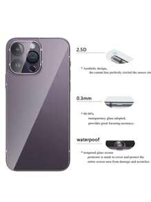 Cristal 3 en 1 Compatible con IPhone 14 Pro Max - Cristal 3D de lente delantera y trasera Compatible con IPhone 12 13 Mini 14 Plus - Protector de pantalla Compatible con IPhone 13 Pro Max - transparente - Ver 9