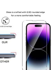 Cristal 3 en 1 Compatible con IPhone 14 Pro Max - Cristal 3D de lente delantera y trasera Compatible con IPhone 12 13 Mini 14 Plus - Protector de pantalla Compatible con IPhone 13 Pro Max - transparente - Ver 4