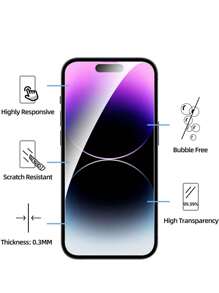 Cristal 3 en 1 Compatible con IPhone 14 Pro Max - Cristal 3D de lente delantera y trasera Compatible con IPhone 12 13 Mini 14 Plus - Protector de pantalla Compatible con IPhone 13 Pro Max - transparente - Ver 6