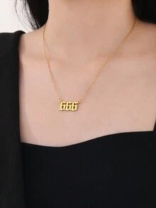 1 Pc Stainless Steel Necklace Lucky Number 777 111-999 Charm For Women For Daily Decoration - Yellow Gold - View 5