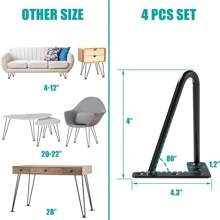 4PCS Premium Hair Clip Table Leg Desk Bench Free Screws And Protective Foot Steel-100mm / 4 " - Black - View 9