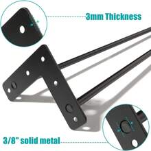 4PCS Premium Hair Clip Table Leg Desk Bench Free Screws And Protective Foot Steel-100mm / 4 " - Black - View 6