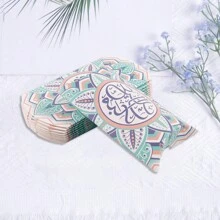 10pcs Happy Eid Al-Adha Geometric Floral & Crescent Moon Pattern Paper Pillow Boxes, Suitable For Holiday Party Candy Snack Gift Packaging - Multicolor - View 4