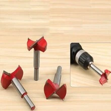 1pc Red Hard Alloy Woodworking Drill Bit, Mainly Used For Drilling In Woodworking - Red - View 5