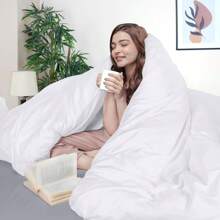 3pcs Queen Size Duvet Cover Bedding Set - 1 Duvet Cover With 2 Pillow Shams - Comforter Cover With Zipper Closure - Ultra Soft Brushed Microfiber - 90 X 90 Inches (White) - White - View 2