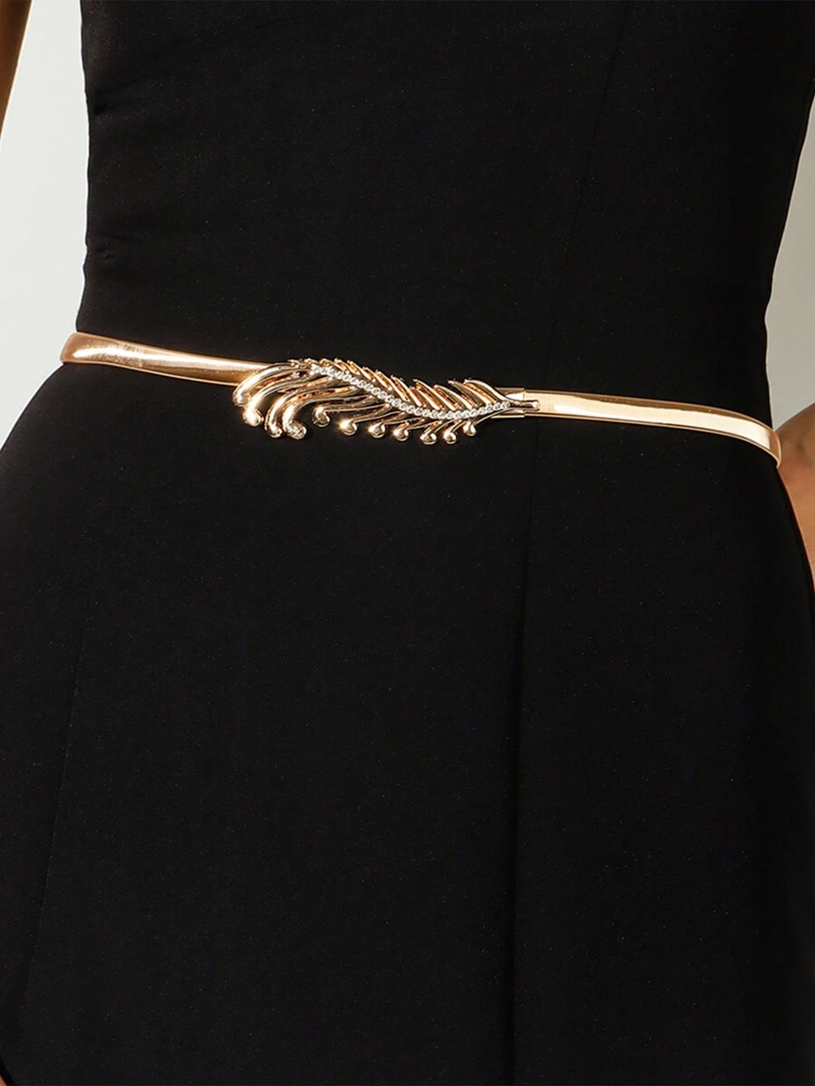 1 Miếng Của phụ nữ Vàng Hình học Pha lê & Cây Lá cây Thiết kế Kim loại Mùa Xuân Có thể điều chỉnh Dây chuyền thắt lưng , Thích hợp Đối với Mặc hàng ngày Với Đầm - vàng 19418 - Xem 1